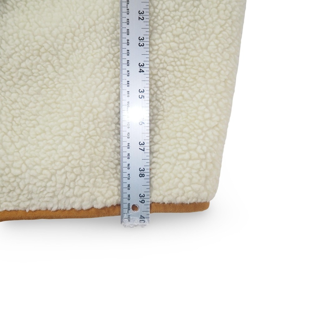Madewell Sherpa Teddy Topcoat Women M Cream Tan Trim Button Front Long Jacket - Picture 9 of 9